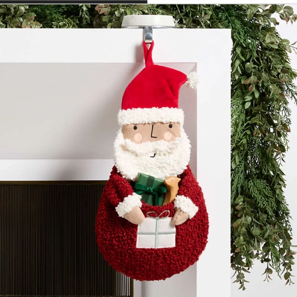 Crate & Barrel Sherpa Santa Kids Christmas Stocking
